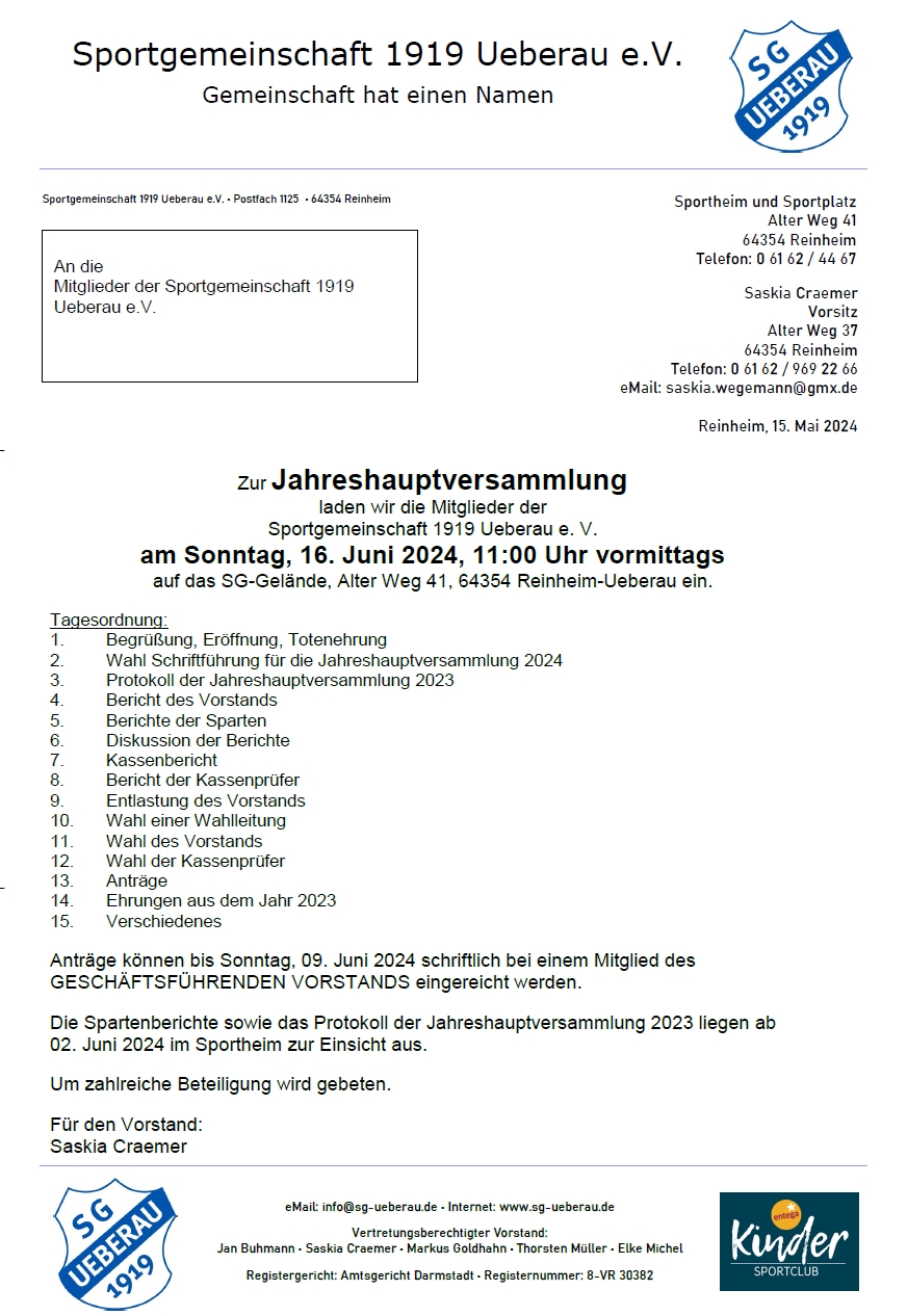Einladung JHV 2024